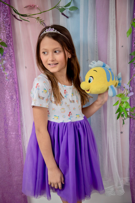 Purple Little Mermaid Tulle Dress