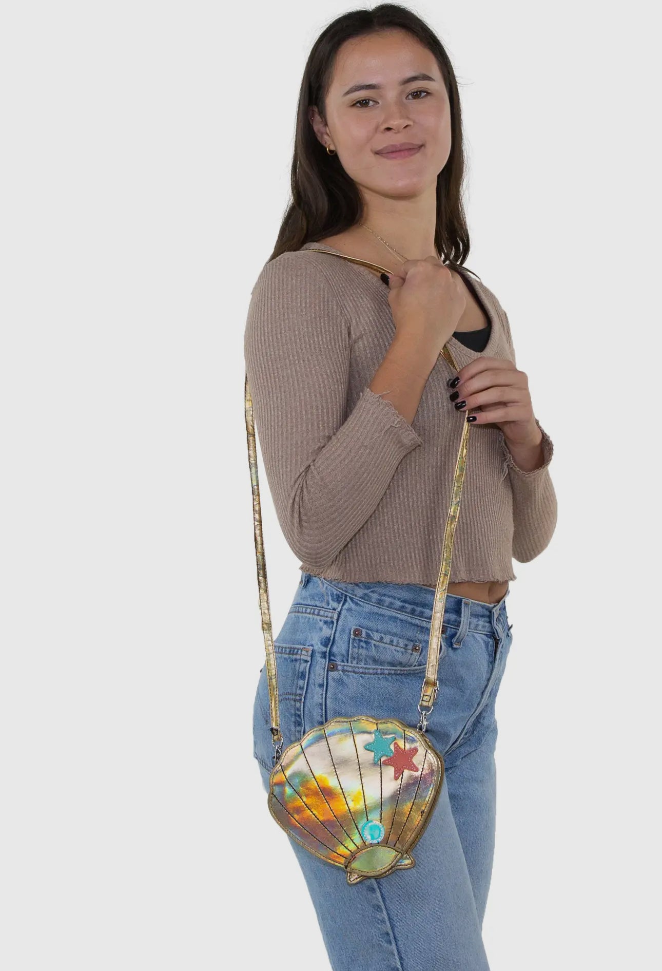 Golden Sea Shell Crossbody Bag